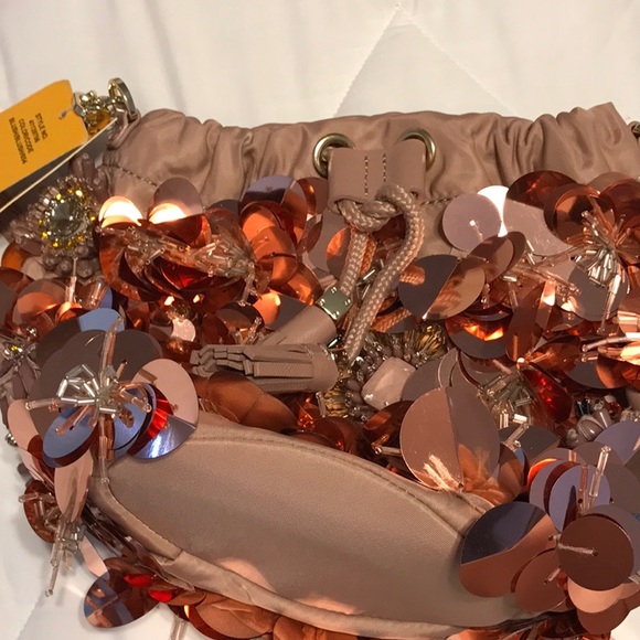 Tory Burch Flower Sequined Rose Gold Bag NWT - Picture 7 of 7